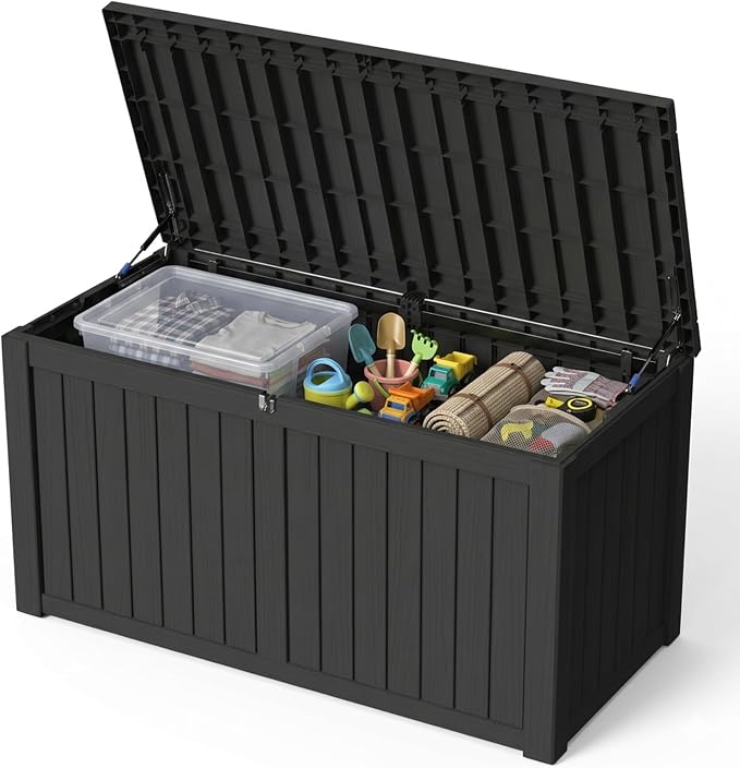 Outdoor Storage Box, 180 Gallon Waterproof Deck Box, Piston-Lift Tall Standing by GraceYourYard