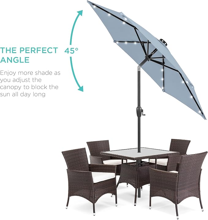 Best Choice Products 7.5ft Solar Umbrella LED Lighted Patio Umbrella, Table - Image 2