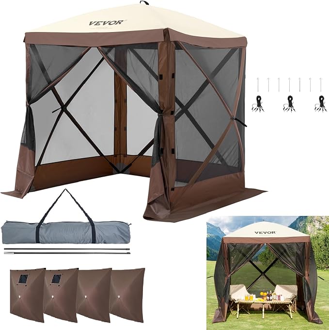 VEVOR Pop Up Gazebo Tent, 6 x 6 ft 4-Sided Screen Shelter by VEVOR
