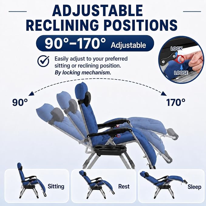 Yaheetech 29" Zero Gravity Chair Adjustable, - Image 5