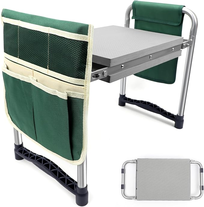 Garden Kneeler and Seat with 11.5" Wide Pad, Foldable Garden Stool with 2 Tool by ToptooBrand