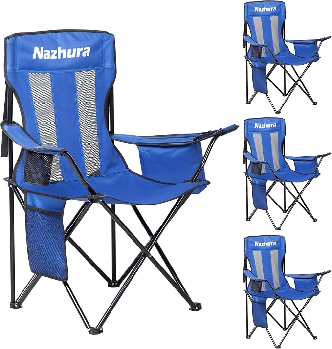 Nazhura 4 Pack Outdoor Camping Chairs Folding/Foldable/Portable by NazhuraGoodCompanionAtHome