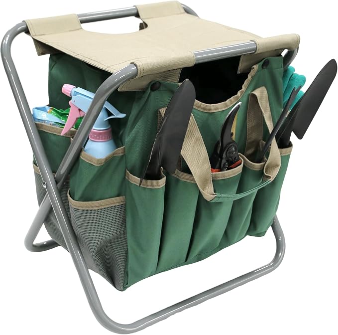 Folding Gardening Stool with Detachable Storage Tote Bag, Gardening Tools Set - Image 9