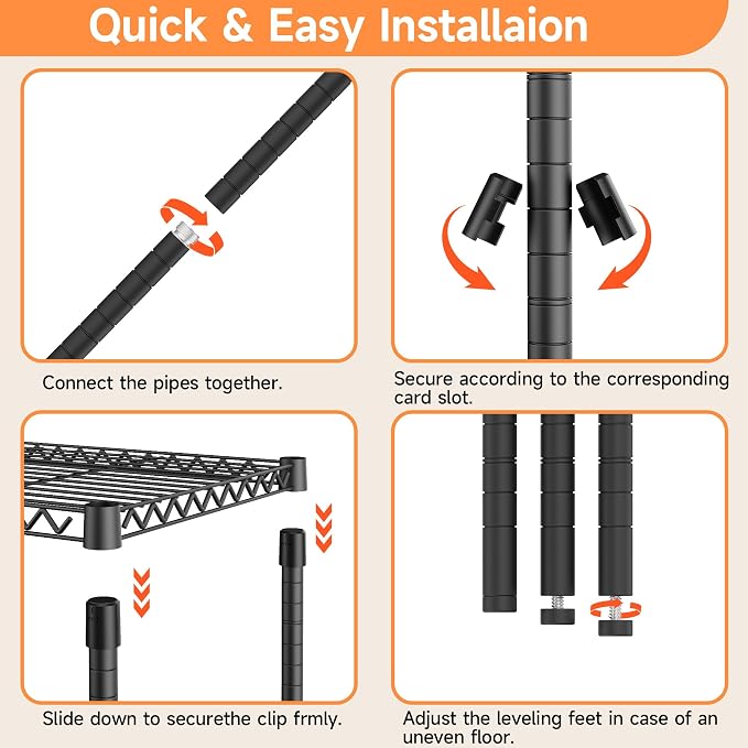 M MZG 4 Tiers Storage Shelves Load 1400LBS, Metal Shelving Wire Metal Shelving - Image 7