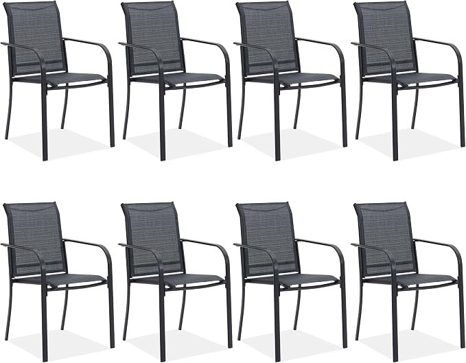 Outdoor Chairs Set of 8, Stackable Patio Dining Chairs by Offeroutdoorsolutions