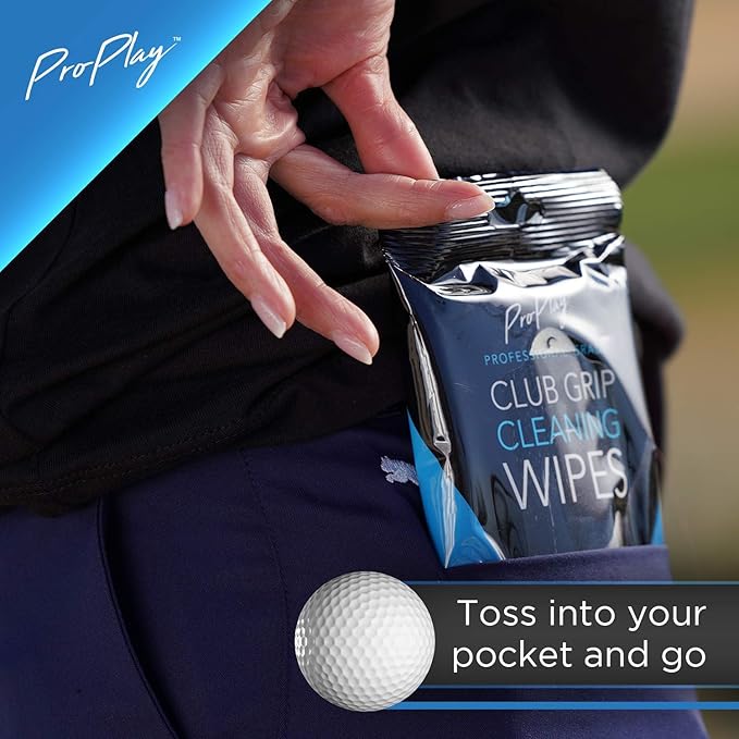 ProPlay Club Grip Cleaning Wipes | Powerful Cleaner Removes Grime, Dirt, and Sweat | Restore Tackiness of Golf Club Grips | Convenient, Resealable Pack - Unscented 3 Pack