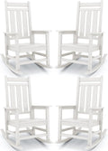 Oversized Outdoor Rocking Chair Set of 4, HDPE Patio Rockers by KINGYES