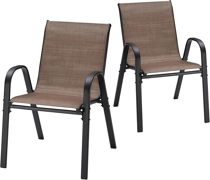 Stackable Patio Chairs Set of 2, Stackable Outdoor Dining Chair by Soohowfurniture