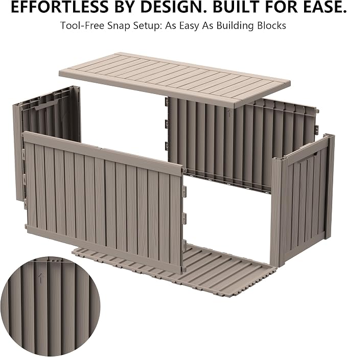 Outdoor Storage Box, 180 Gallon Waterproof Deck Box, Piston-Lift Tall Standing - Image 8