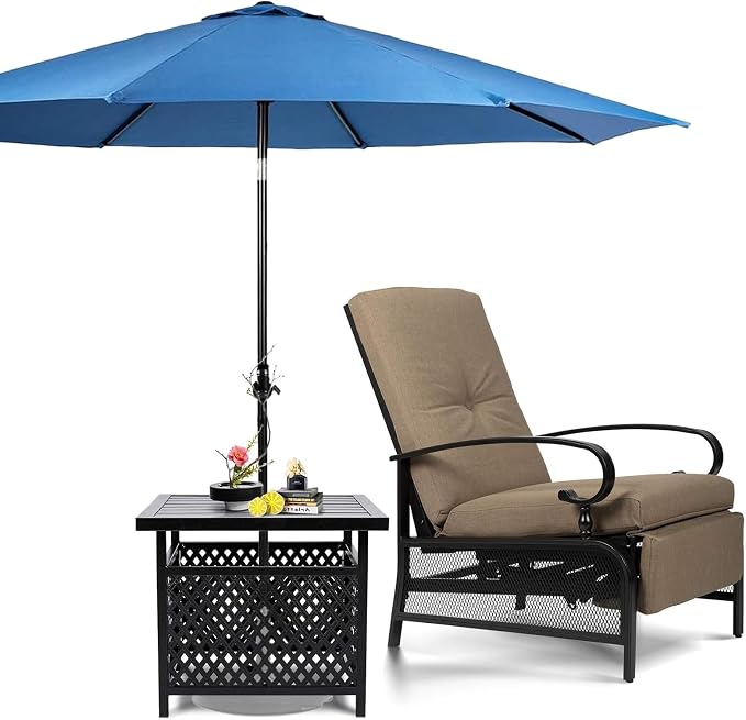 SUNCROWN Outdoor Recliner Chairs Patio Adjustable Relaxing Chair Outdoor Metal by HOME