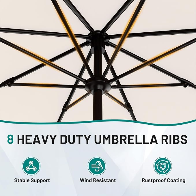 9 FT Patio Umbrella for Outdoor, Outdoor Table Umbrella - Image 2