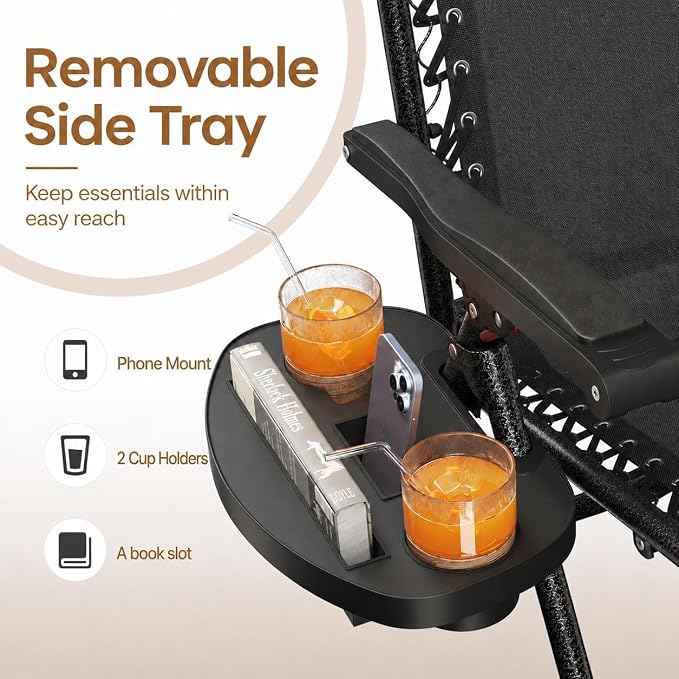Yaheetech 26" Zero Gravity Recliners Adjustable Set of 2, Dark Black | Outdoor - Image 5