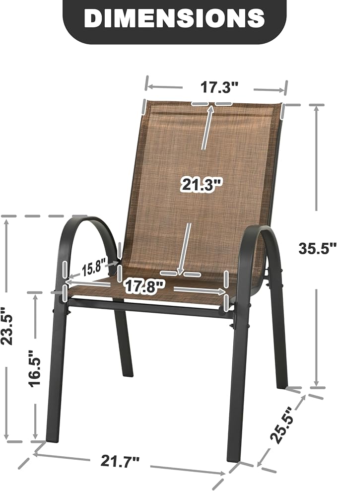 NUU GARDEN Patio Dining Chairs Set of 4, Outdoor Stackable Dining Chairs - Image 3