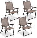 GIANTEX Set of 4 Patio Folding Chairs, Outdoor Patio Dining Chairs w/Armrest by Giantex