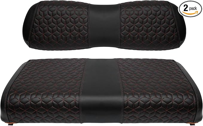 Golf Cart Seat Covers Front for Club Car DS 2000.5+ Standard Seat Cushion, EZGO Vinyl Leather Seat Cover Set Replacement Accessories, No Staples, Black(4 PCS)