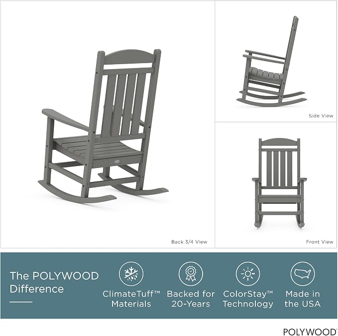 POLYWOOD Presidential Rocking Chair in Slate Grey - Image 3