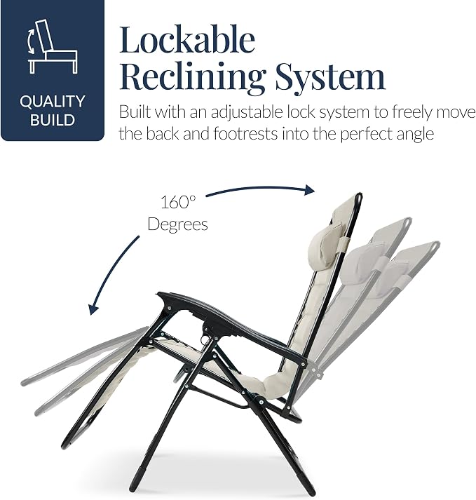 Best Choice Products Oversized Padded Zero Gravity Chair, Folding Outdoor Patio - Image 7