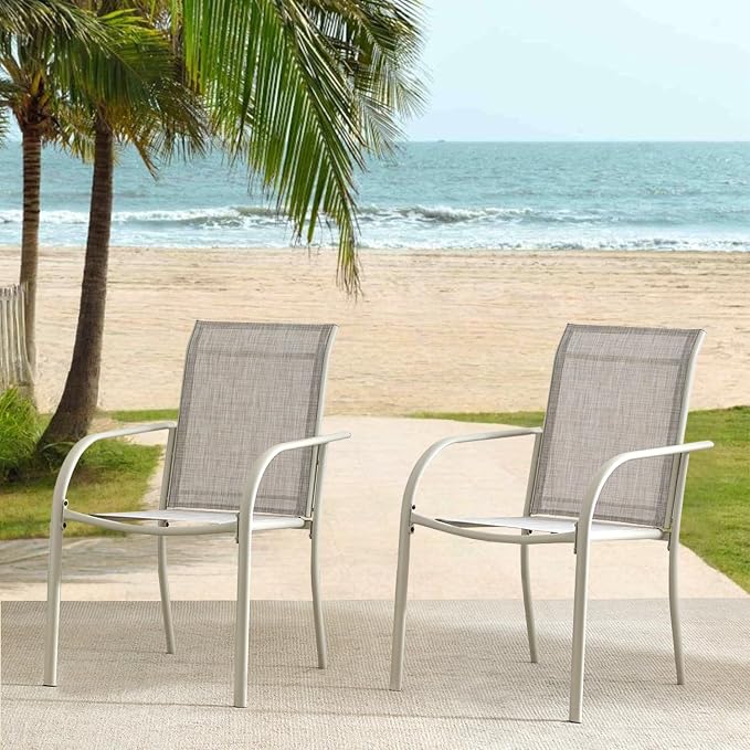 Outdoor Dining Chairs Set of 2, Stackable Patio Chairs by Seekverse