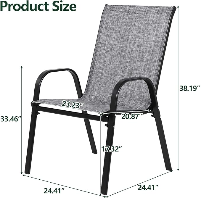Majnesvon Outdoor Patio Chairs Set of 6, Stackable Patio Chairs, Front Porch - Image 2