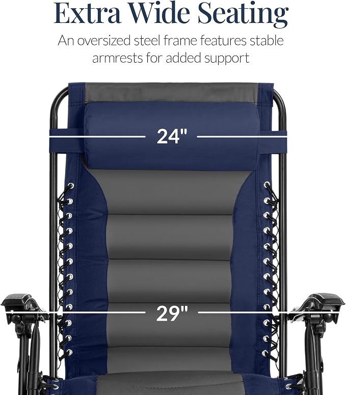 Best Choice Products Oversized Padded Zero Gravity Chair, Folding Outdoor Patio - Image 4