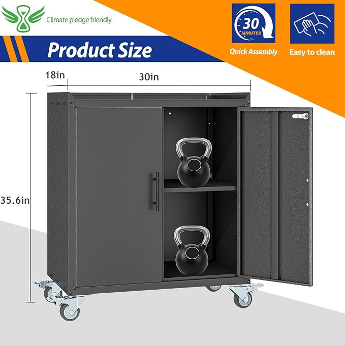GAIOUS 35.6'' Tall Metal Garage Storage Cabinet - Image 2