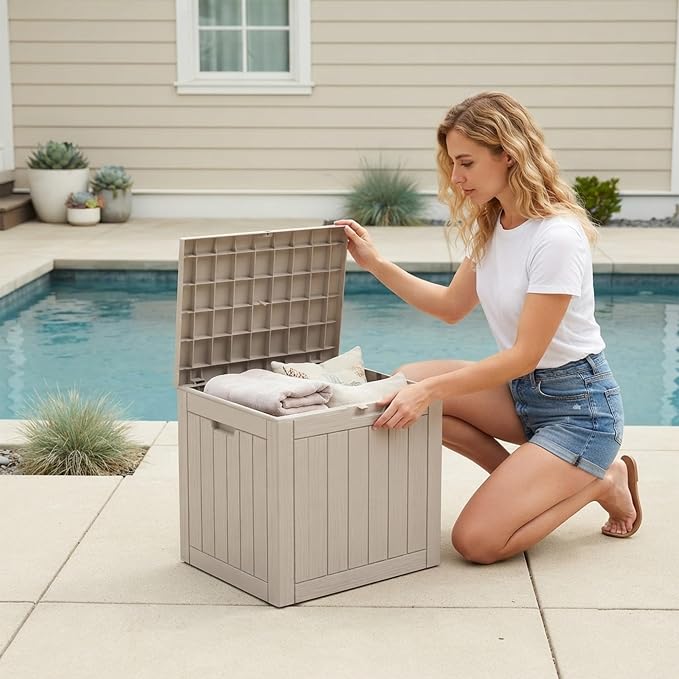 Outdoor Storage Box, 35 Gallon Waterproof Deck Box, Quick Snap-Lock Resin - Image 9