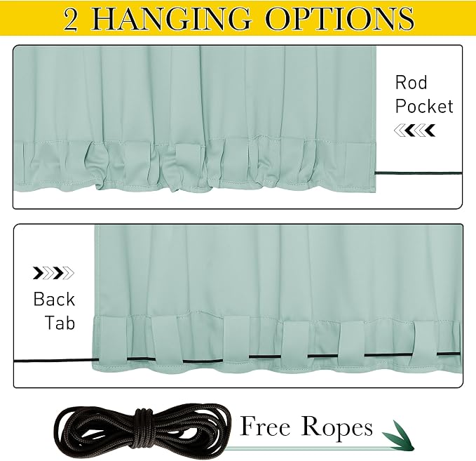 NICETOWN 2 Panels Thermal Outdoor Curtains Windproof W52xL72 Aqua Blue | - Image 2