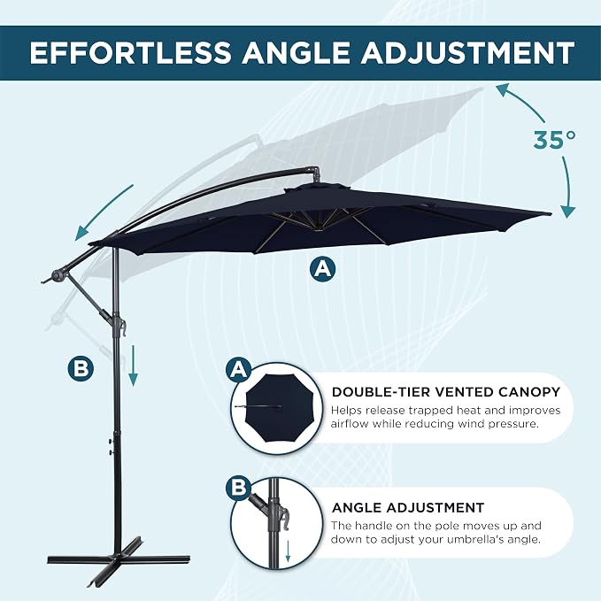 10FT Outdoor Offset Umbrella, Cantilever Patio Umbrella - Image 3
