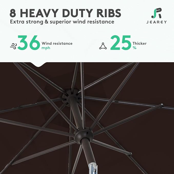 JEAREY 10 ft Outdoor Patio Umbrella w/Tilt and Crank - Image 5