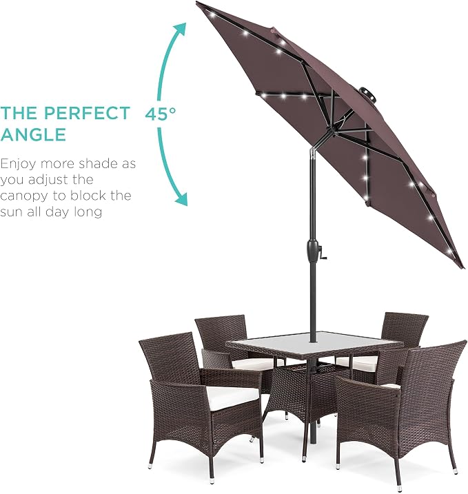 Best Choice Products 7.5ft Solar Umbrella LED Lighted Patio Umbrella, Table - Image 2