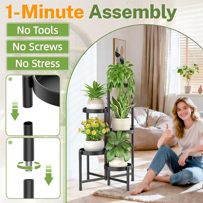 iDavosic.ly Plant Stand with Garden Tools Indoor Outdoor, 5 Tier, Tiered Flower - Image 4