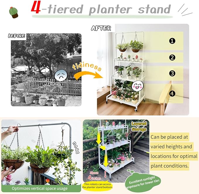 lumizone Foldable 4-Tier Plant Stand - Image 4