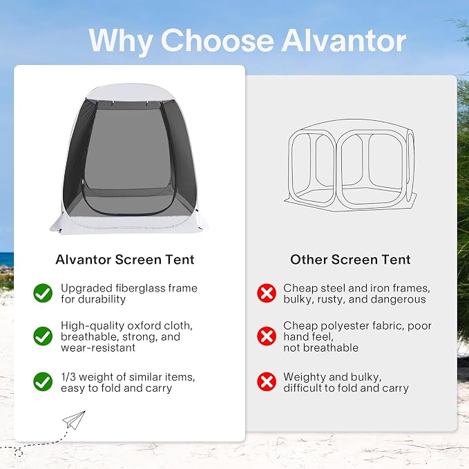 Alvantor Pop Up Screen House Tent, Instant Outdoor Gazebo - Image 3