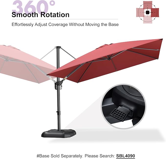 PURPLE LEAF Patio Umbrella Outdoor 10' x 10' Square Easy Assembly Terra | Built - Image 8
