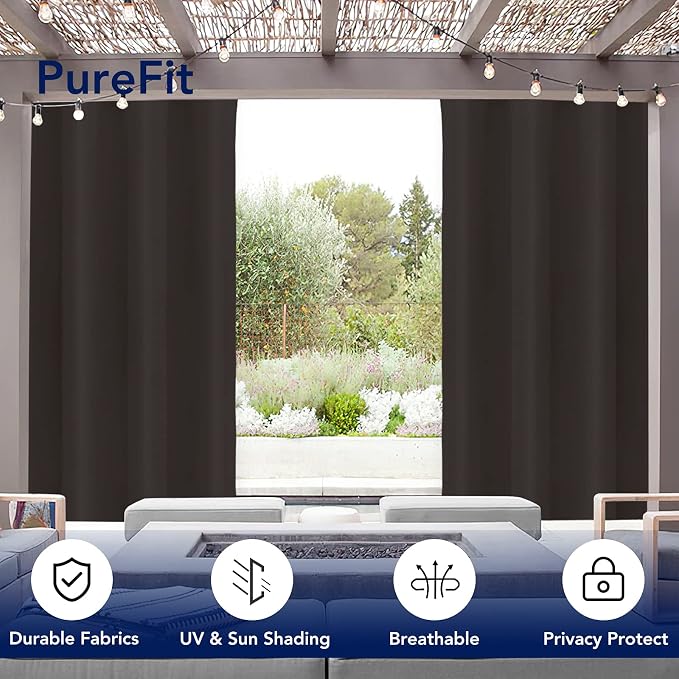 PureFit Outdoor Curtains for Patio Waterproof Weatherproof Outside Curtains | - Image 3