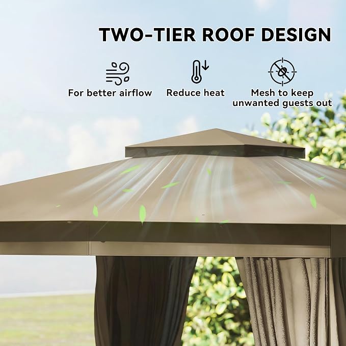 Outsunny 10' x 12' Outdoor Patio Gazebo - Image 3