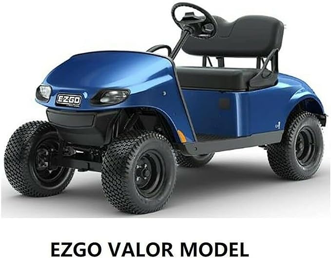 Huskey 4PCS Golf Cart Front/Rear Seat Covers for EZGO Freedom TXT 2014+, Valor Custom Two-Tone Black/Blue Diamond Stitching with Blue Piping, Marine Grade Vinyl Material, Staple on Design