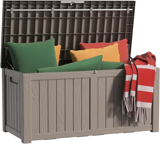 150 Gal Outdoor Storage Box Waterproof UV-Resistant Deck Box | Resin storage bin by EASYUP