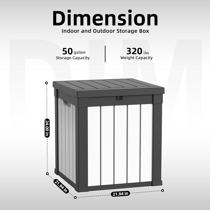 ROJIK 50 Gallon Resin Deck Box, Lockable Waterproof Weatherproof Outdoor - Image 3