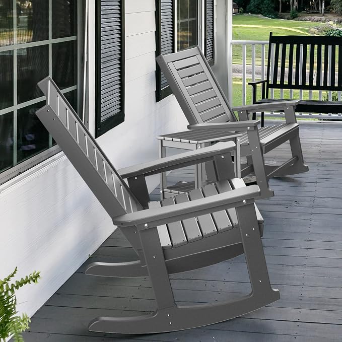 GREENVINES Oversized Outdoor Rocking Chairs Set of 4, HDPE Rocker - Image 6