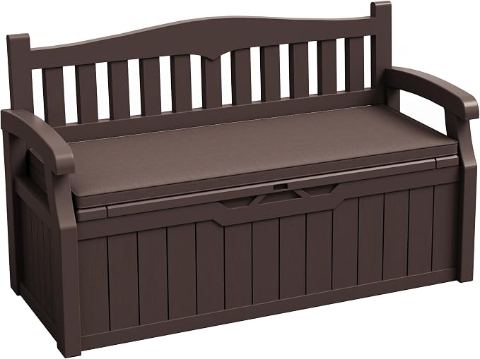 JUMMICO 80 Gallon Resin Outdoor Storage Bench by JUMMICO