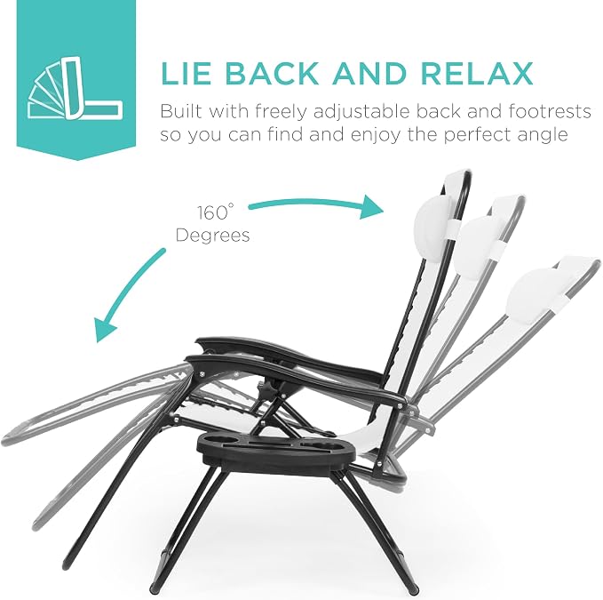 Best Choice Products Set of 2 Adjustable Steel Mesh Zero Gravity Lounge Chair - Image 4