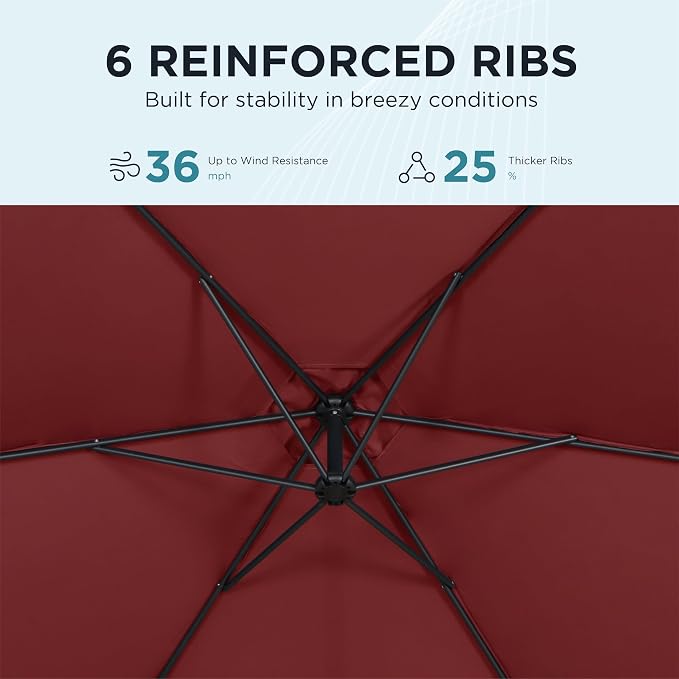 10FT Outdoor Offset Umbrella, Cantilever Patio Umbrella - Image 5