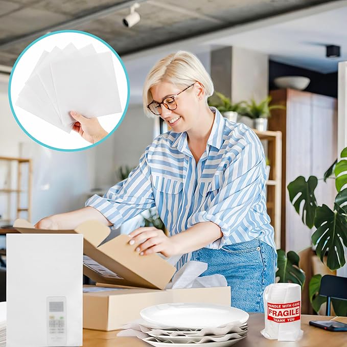320 pcs Moving Packaging Supplies, 260 Cushioning Foam Pouches and Sheets, 4 Sizes (16x12", 12x12", 12x7.8", 7.8x7.8") with 60 Fragile Stickers, Cushion Foam Pouch for Moving, Packaging, Storage.