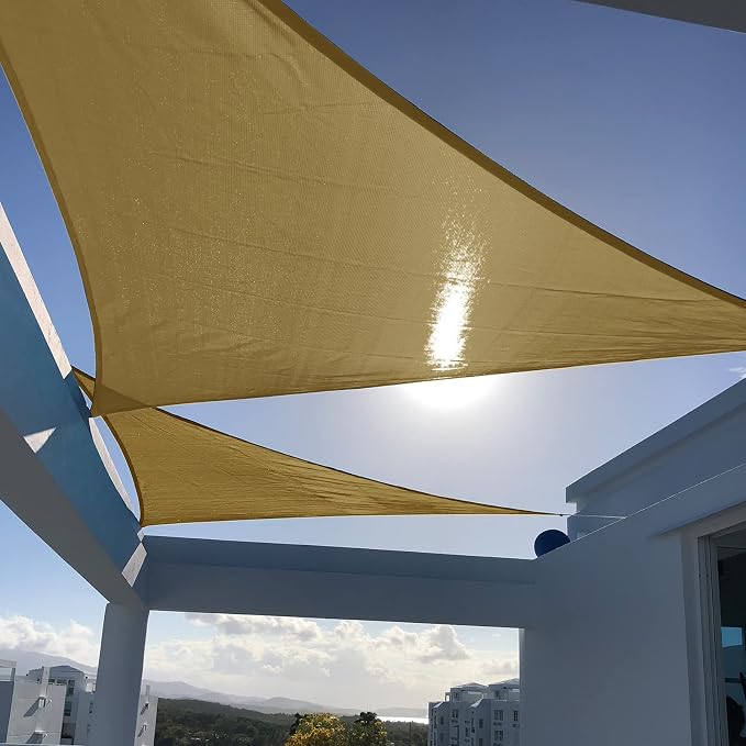 SUNNY GUARD 8' x 8' x 8' Triangle Shade Sail 95% UV Block Outdoor Canopy | Sun by SUNNYGUARD