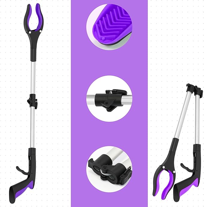 32 inch GrabRunner Heavy Duty(up to 10 lbs) Reacher Grabber Tool with Strong Magnetic (Purple(1Pack))