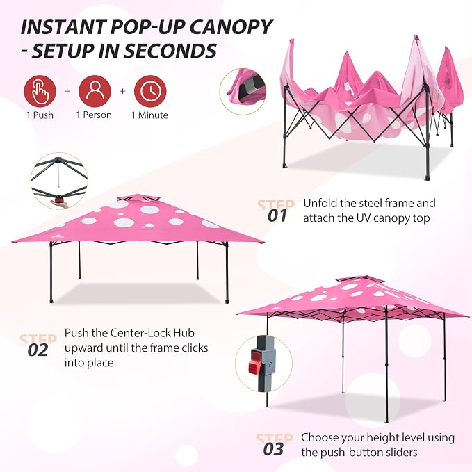 EAGLE PEAK 13x13 Pop Up Canopy Tent, Auto Extended Eaves, Heavy Duty Outdoor - Image 8