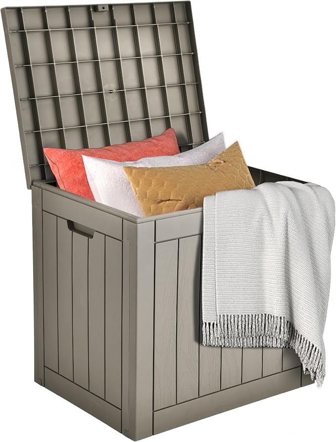 DWVO 30 Gallon Outdoor Storage Box, Weatherproof Lockable Resin Deck Box by DWVO