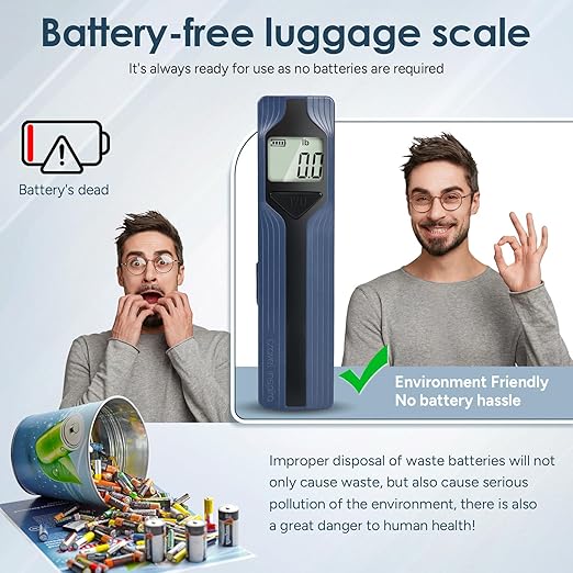travel inspira Luggage Scale Battery-Free, Travel Essentials, Portable Handheld Digital Suitcase Weight Scale for for Travel Accessories, 110lbs/50kg (Dark Blue)
