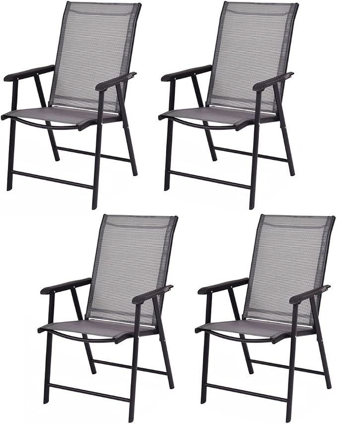 GIANTEX Set of 4 Folding Patio Chairs, Outdoor Portable Dining Chairs by Giantex